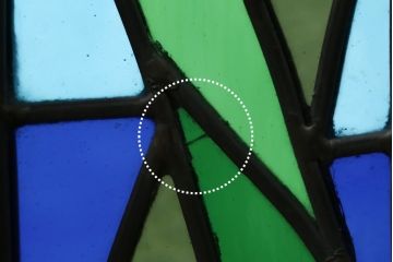 中古　自然の風景を切り取ったデザインに癒されるステンドグラスパーテーション(衝立て、衝い立て、つい立て、間仕切り)(R-076542)