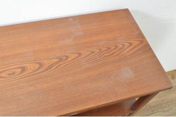 中古　高級品!!　指物工芸家具　総欅(ケヤキ)材　漆塗り　螺鈿(ラデン)　象嵌と漆絵入りの飾り棚(茶棚、サイドボード、収納棚、戸棚)(定価約120万円)(R-076551)