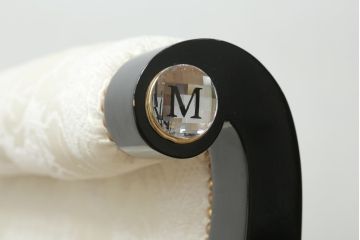 中古　スペイン高級家具　マリネール(MARINER)　ヴェルサーチ(VERSACE)クッション付き　ラグジュアリーな雰囲気あふれるカウチソファ(シェーズロング、2人掛け、長椅子、寝椅子)(定価約207万円)(R-076553)