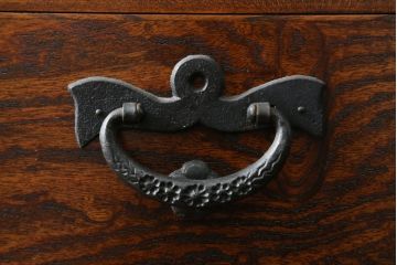 中古　美品　国産職人手作り　前面欅(ケヤキ)材玉杢　和の空間づくりにおすすめの重ね戸棚(食器棚、収納棚、キャビネット)(R-076554)