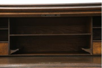 和製アンティーク　最高級品!!　希少な薄型サイズ　古い洋館のロールトップライティングデスク(ライティングビューロー、ワークデスク、簿記机、在宅用、在宅ワーク用)(R-076557)
