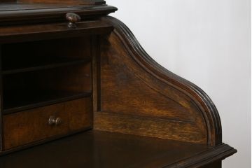 和製アンティーク　最高級品!!　希少な薄型サイズ　古い洋館のロールトップライティングデスク(ライティングビューロー、ワークデスク、簿記机、在宅用、在宅ワーク用)(R-076557)