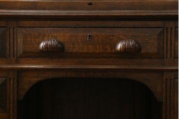 和製アンティーク　最高級品!!　希少な薄型サイズ　古い洋館のロールトップライティングデスク(ライティングビューロー、ワークデスク、簿記机、在宅用、在宅ワーク用)(R-076557)