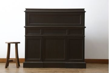 和製アンティーク　最高級品!!　希少な薄型サイズ　古い洋館のロールトップライティングデスク(ライティングビューロー、ワークデスク、簿記机、在宅用、在宅ワーク用)(R-076557)