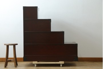 中古　美品　田中家具　二本松箪笥　上質な和の雰囲気漂う階段箪笥　定価約41万円　(R-076559)