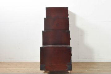 中古　美品　田中家具　二本松箪笥　上質な和の雰囲気漂う階段箪笥(収納箪笥、整理箪笥、和タンス、引き出し)(定価約41万円)(R-076559)