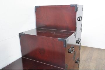 中古　美品　田中家具　二本松箪笥　上質な和の雰囲気漂う階段箪笥(収納箪笥、整理箪笥、和タンス、引き出し)(定価約41万円)(R-076559)