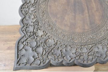 アンティーク家具　インド　美しい総彫り仕上げの組み立て式サイドキャビネット(サイドテーブル、収納棚、戸棚、花台、飾り台)(R-076560)
