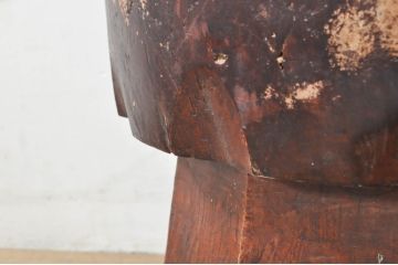 和製アンティーク　欅(ケヤキ)材　使い込まれた風合いが趣溢れる臼と杵のセット(ウス、うす、きね、ディスプレイ、DIY)(R-076563)