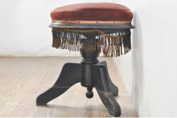 和製アンティーク　気品漂うクラシカルなピアノスツール(丸椅子、イス)(R-076569)