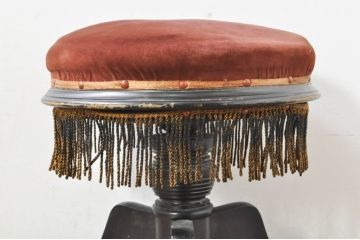 和製アンティーク　気品漂うクラシカルなピアノスツール(丸椅子、イス)(R-076569)