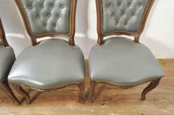 中古　カリモク家具(karimoku)　domani(ドマーニ)　Louis(ルイ)XVシリーズ　本革(レザー)　シックでクラシカルな雰囲気漂うダイニングチェア4脚セット(椅子、イス)(定価4脚で約200万円)(R-076576)