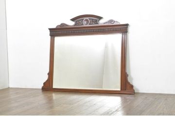 イギリスアンティーク　マホガニー材　豪華なフレームが目を惹くウォールミラー(壁掛け鏡、店舗什器、英国)(R-076584)