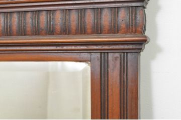 イギリスアンティーク　マホガニー材　豪華なフレームが目を惹くウォールミラー(壁掛け鏡、店舗什器、英国)(R-076584)