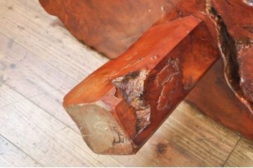 和製ビンテージ　大振り!!　極厚天板!　自然な木の質感そのままで存在感抜群の1枚板座卓(センターテーブル、ローテーブル、ヴィンテージ、一枚板)(R-076585)