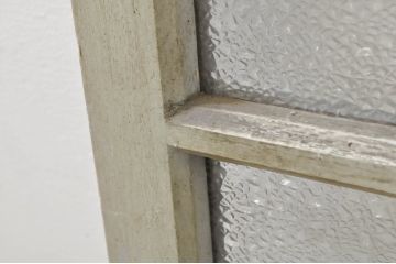 アンティーク建具　ペイント仕上げ限定　ダイヤガラス入り　横桟ペイントガラス窓2枚セット(引き戸、ガラス戸)(R-076586)