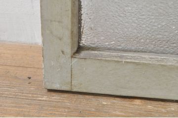 アンティーク建具　ペイント仕上げ限定　ダイヤガラス入り　横桟ペイントガラス窓2枚セット(引き戸、ガラス戸)(R-076586)