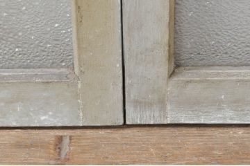 アンティーク建具　ペイント仕上げ限定　ダイヤガラス入り　横桟ペイントガラス窓2枚セット(引き戸、ガラス戸)(R-076586)