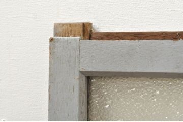 アンティーク建具　ペイント仕上げ限定　ダイヤガラス入り　横桟ペイントガラス窓2枚セット(引き戸、ガラス戸)(R-076586)