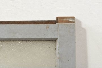 アンティーク建具　ペイント仕上げ限定　ダイヤガラス入り　横桟ペイントガラス窓2枚セット(引き戸、ガラス戸)(R-076586)