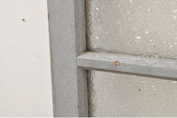 アンティーク建具　ペイント仕上げ限定　ダイヤガラス入り　横桟ペイントガラス窓2枚セット(引き戸、ガラス戸)(R-076586)
