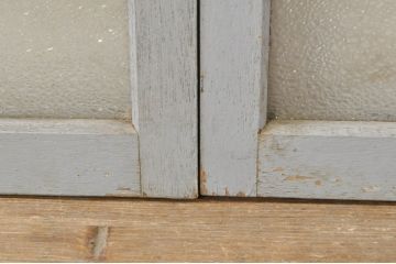 アンティーク建具　ペイント仕上げ限定　ダイヤガラス入り　横桟ペイントガラス窓2枚セット(引き戸、ガラス戸)(R-076586)