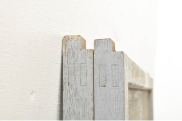 アンティーク建具　ペイント仕上げ限定　ダイヤガラス入り　横桟ペイントガラス窓2枚セット(引き戸、ガラス戸)(R-076586)