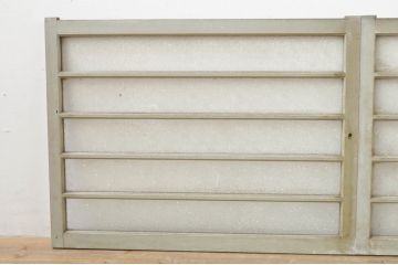 アンティーク建具　ペイント仕上げ限定　ダイヤガラス入り　横桟ペイントガラス窓2枚セット(引き戸、ガラス戸)(R-076587)