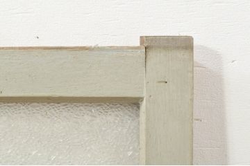 アンティーク建具　ペイント仕上げ限定　ダイヤガラス入り　横桟ペイントガラス窓2枚セット(引き戸、ガラス戸)(R-076587)