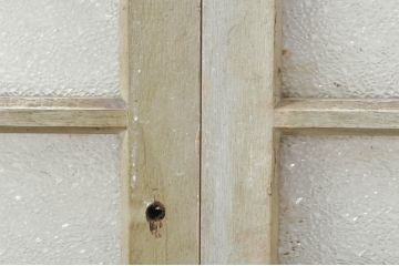 アンティーク建具　ペイント仕上げ限定　ダイヤガラス入り　横桟ペイントガラス窓2枚セット(引き戸、ガラス戸)(R-076587)