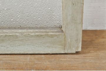 アンティーク建具　ペイント仕上げ限定　ダイヤガラス入り　横桟ペイントガラス窓2枚セット(引き戸、ガラス戸)(R-076587)