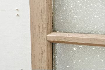 アンティーク建具　ペイント仕上げ限定　ダイヤガラス入り　横桟ペイントガラス窓2枚セット(引き戸、ガラス戸)(R-076587)