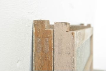 アンティーク建具　ペイント仕上げ限定　ダイヤガラス入り　横桟ペイントガラス窓2枚セット(引き戸、ガラス戸)(R-076587)