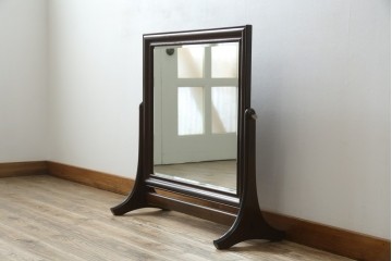 中古　松本民芸家具　シックな佇まいが魅力的なA型置き鏡　定価約14万3千円　(R-076589)