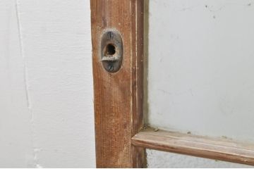 アンティーク建具　レトロ空間におすすめな縦格子のガラス窓3枚セット(引き戸、ガラス戸)(R-076592)