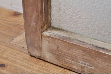 アンティーク建具　レトロ空間におすすめな縦格子のガラス窓3枚セット(引き戸、ガラス戸)(R-076592)