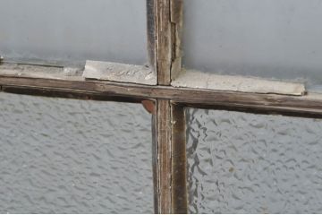 アンティーク建具　レトロ空間におすすめな縦格子のガラス窓3枚セット(引き戸、ガラス戸)(R-076592)