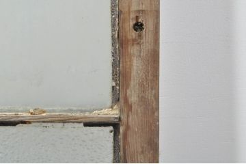 アンティーク建具　レトロ空間におすすめな縦格子のガラス窓3枚セット(引き戸、ガラス戸)(R-076592)