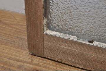 アンティーク建具　レトロ空間におすすめな縦格子のガラス窓3枚セット(引き戸、ガラス戸)(R-076592)