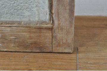 アンティーク建具　レトロ空間におすすめな縦格子のガラス窓3枚セット(引き戸、ガラス戸)(R-076592)