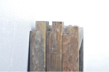 アンティーク建具　レトロ空間におすすめな縦格子のガラス窓3枚セット(引き戸、ガラス戸)(R-076592)
