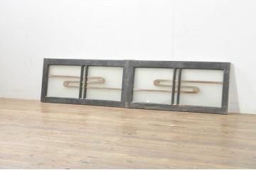 アンティーク建具　落ち着いた和の空間を演出するフィックス窓2枚セット(ガラス欄間、明かり取り、明り取り、FIX窓、ガラス窓、嵌め殺し)(R-076593)