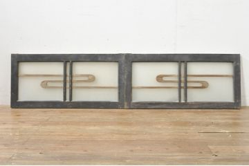 アンティーク建具　落ち着いた和の空間を演出するフィックス窓2枚セット(ガラス欄間、明かり取り、明り取り、FIX窓、ガラス窓、嵌め殺し)(R-076593)