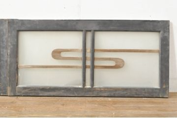 アンティーク建具　落ち着いた和の空間を演出するフィックス窓2枚セット(ガラス欄間、明かり取り、明り取り、FIX窓、ガラス窓、嵌め殺し)(R-076593)