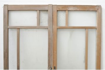 アンティーク建具　大正ロマン　ノスタルジックな雰囲気溢れるガラス窓2枚セット(引き戸、ガラス戸)(R-076594)