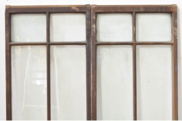 アンティーク建具　レトロな空間作りにおすすめなガラス窓2枚セット(引き戸、ガラス戸)(R-076595)