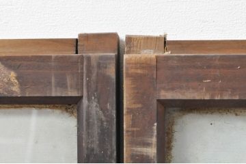アンティーク建具　レトロな空間作りにおすすめなガラス窓2枚セット(引き戸、ガラス戸)(R-076595)