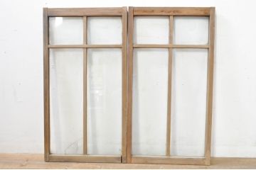 アンティーク建具　レトロな空間作りにおすすめなガラス窓2枚セット(引き戸、ガラス戸)(R-076595)