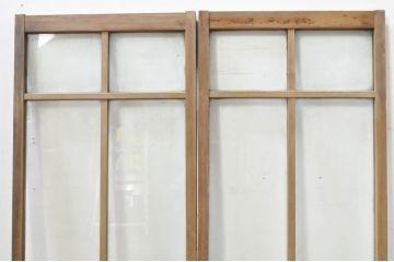 アンティーク建具　レトロな空間作りにおすすめなガラス窓2枚セット(引き戸、ガラス戸)(R-076595)