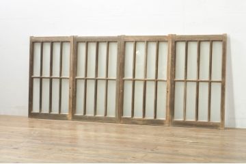 アンティーク建具　レトロな空間作りにおすすめなガラス窓4枚セット(引き戸、ガラス戸)(R-076597)